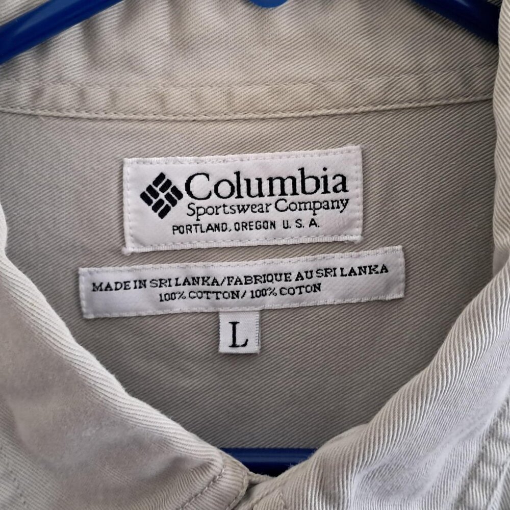 Men's Columbia Long Sleeve Button Down Shirt, Large, Light Green - Picture 4 of 6
